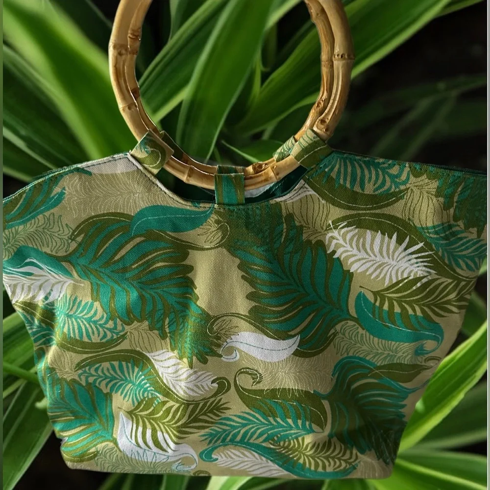 Nordstrom Fabric Reversible Tote with Bamboo Handles
